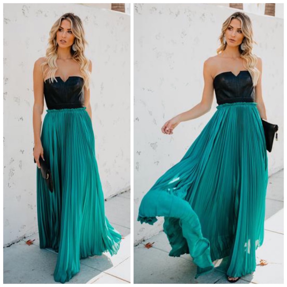 Vici Collection Faux Leather Strapless Maxi Gown